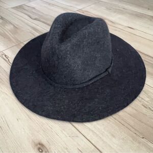 J.Crew Hat Gray Wool Fedora Floppy Brim Boho Classic Style Size S-M
